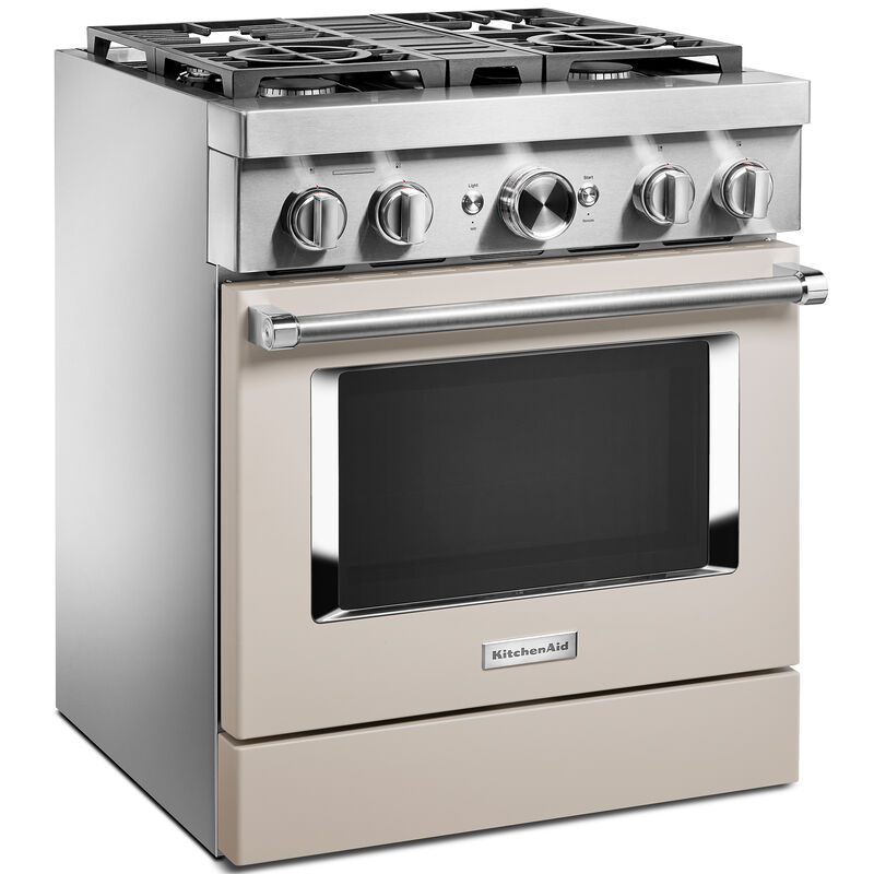 KitchenAid 30 in. 4.1 cu. ft. Smart True European Convection Dual Fuel Range with 4 Sealed Burners - Milkshake, , hires
