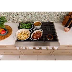 Cafe 36 in. 6-Burner Natural Gas Rangetop with Simmer Burner & Power Burner - Matte White, Matte White, hires