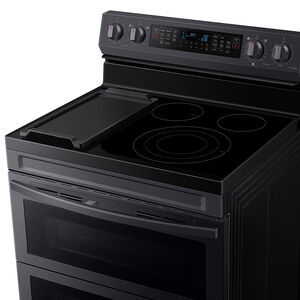 Samsung 30 in. 6.3 cu. ft. Smart Air Fry Convection Double Oven Freestanding Electric Range with 5 Radiant Burners & Griddle - Black Stainless, Black Stainless, hires