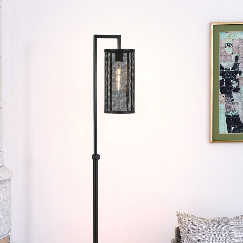 Hudson Canal Parthen Blackened Bronze Floor Lamp with Perforated Metal Shade P.C. Richard Son