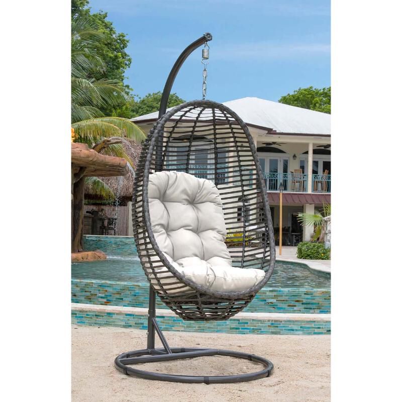 Panama Jack Graphite 2-Piece Hanging Chair with Cushion - Gray, , hires