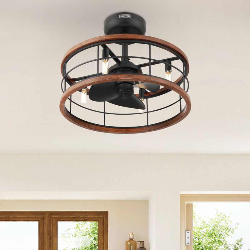 Hunter Bridgette Fandelier 22 in. Ceiling Fan with Light Kit and Handheld Remote - Matte Black/Walnut, , hires
