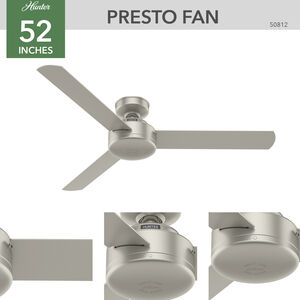 Hunter Presto 52 in. Ceiling Fan and Wall Control - Matte Nickel, Matte Nickel, hires