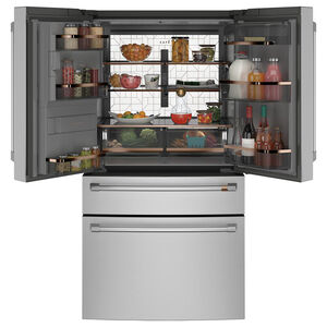 Cafe 36 in. 27.8 cu. ft. Smart 4-Door French Door Refrigerator with Ice & Water Dispenser - Stainless Steel, Stainless Steel, hires