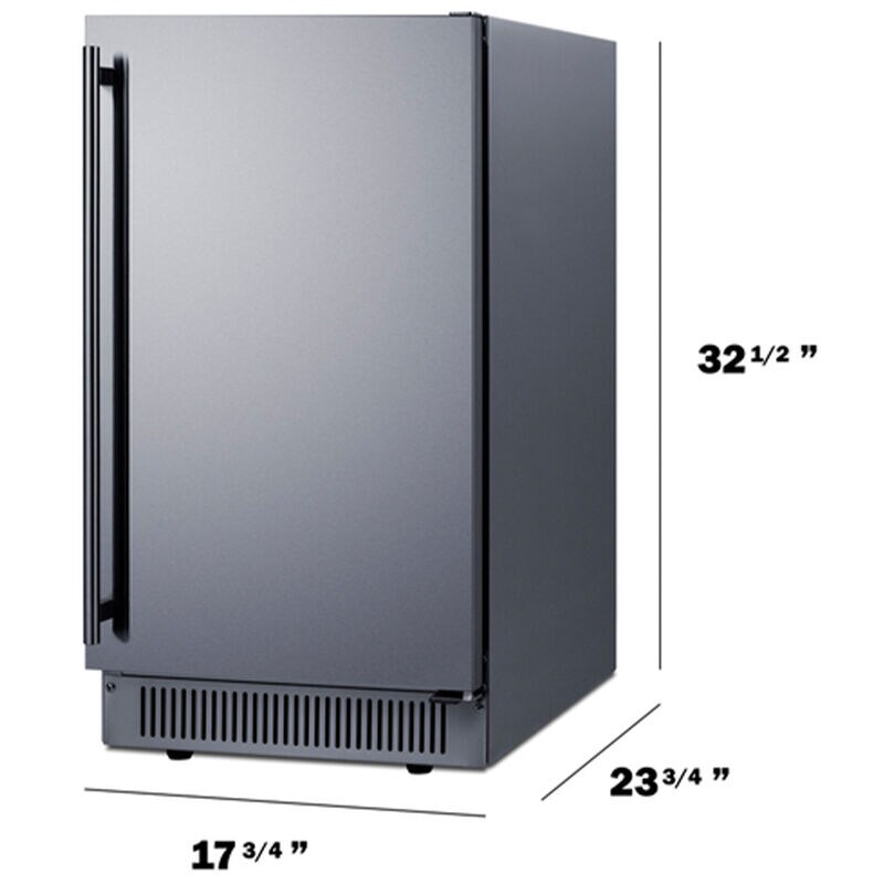 Summit 18 in. Built-In Undercounter Ice Maker with 33 lb. Ice Storage, Auto Defrost & Digital Control - Stainless Steel, , hires