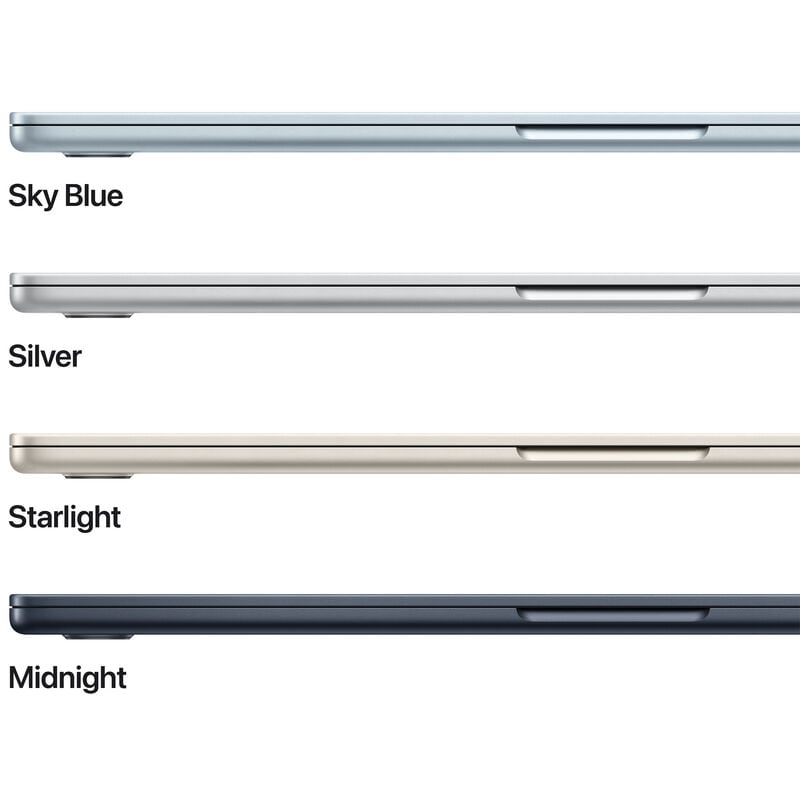Apple MacBook Air (2025) 15.3 in. Notebook with Apple Intelligence, Apple M4 10-Core CPU, 10-Core GPU, 16 GB RAM, 256 GB SSD, up to 18 Hrs. of Battery Life & Mac OS - Sky Blue, , hires