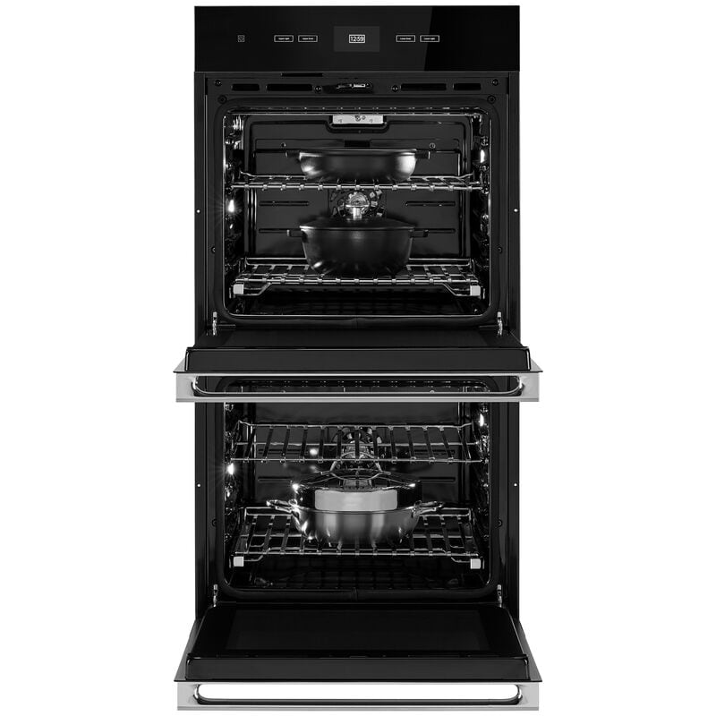 JennAir Noir 27 in. 8.6 cu. ft. Front Control Electric Double Wall Oven with Standard Convection - Floating Glass Black, , hires