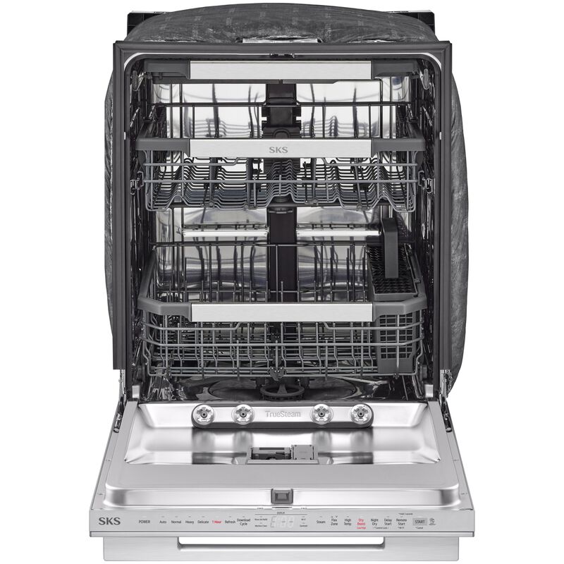 SKS 24 in. Top Control Flush-Mount Smart Dishwasher with 40 dBa Sound Level, 3rd-Rack & Dynamic Heat Dry - Stainless Steel, , hires