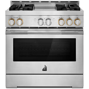 JennAir Rise Series 36 in. 5.1 cu. ft. Smart True European Convection Gas Range with 4 Sealed Burners & Griddle - Stainless Steel, , hires