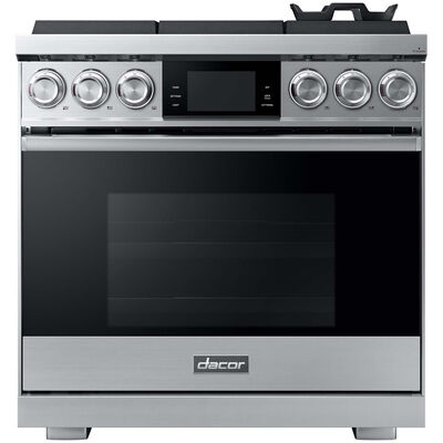 Dacor Contemporary 36 in. 5.4 cu. ft. Smart Dual Convection Gas Range with 6 Sealed Burners - Silver Stainless | DOP36M96GLS