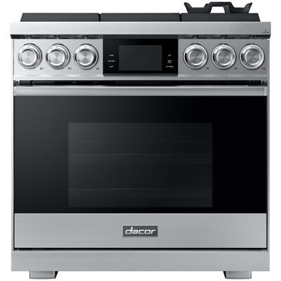 Dacor 36 in. 5.4 cu. ft. Smart Convection Oven Freestanding Gas Range with 6 Sealed Burners - Silver Stainless | DOP36M96GLS