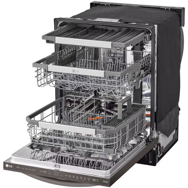 LG 24 in. Top Control Smart Dishwasher with 42 dBa Sound Level & 3rd-Rack - Black Stainless, Black Stainless, hires