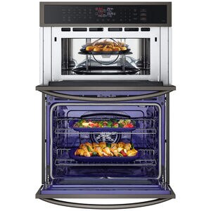 LG 30 in. 6.4 cu. ft. Electric Smart Oven/Microwave Combo Wall Oven with Standard Convection & Self Clean - PrintProof Black Stainless Steel, , hires