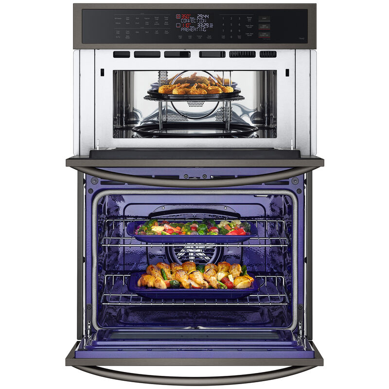 LG 30 in. 6.4 cu. ft. Electric Smart Oven/Microwave Combo Wall Oven with Standard Convection & Self Clean - PrintProof Black Stainless Steel, , hires