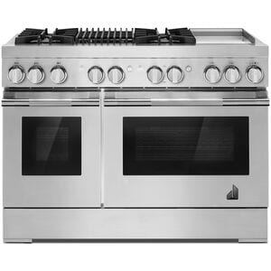 JennAir Rise Series 48 in. 6.3 cu. ft. Smart True European Convection Double Oven Dual Fuel Range with 4 Sealed Burners, Grill & Griddle - Stainless Steel, , hires