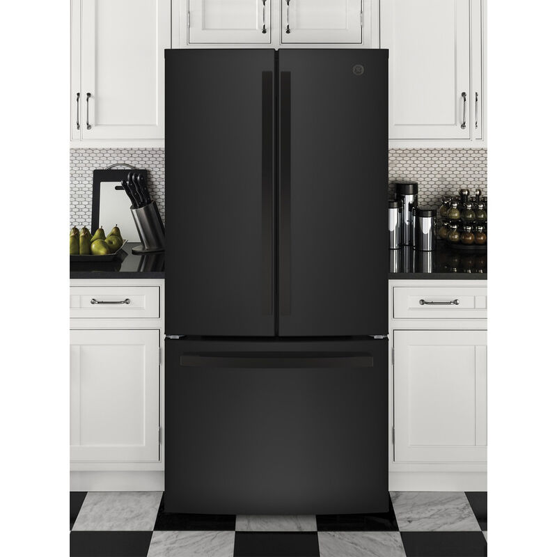 GE 33 in. 18.6 cu. ft. Counter Depth French Door Refrigerator with Internal Water Dispenser - Black, Black, hires