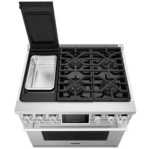 Signature Kitchen Suite 36 in. 6.3 cu. ft. Smart Standard Convection Steam Dual Fuel Range with 4 Sealed Burners - Stainless Steel, , hires