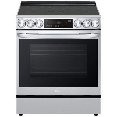 LG 30 in. 6.3 cu. ft. Smart Air Fry Convection Oven Slide-In Electric Range with 5 Radiant Burners - PrintProof Stainless Steel | LSEL6335FE