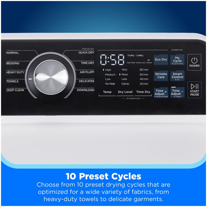 Midea 27 in. 7.0 cu. ft. Smart Gas Dryer with Sensor Dry & Sanitize Cycle - White, White, hires