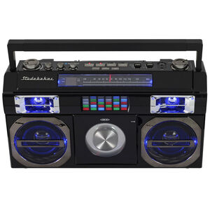 Studebaker SB2145 80's Retro Street Portable Bluetooth Boombox with FM Radio, CD Player, LED EQ and 10 Watts RMS Power, , hires