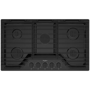 Whirlpool 36 in. 5-Burner Natural Gas Cooktop with Simmer Burner & Power Burner - Black, Black, hires