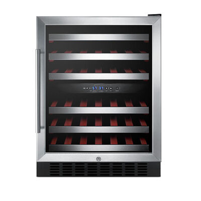 Summit 24" Compact Built-In/Freestanding Wine Coolers with 46 Bottle Capacity, Dual Temperature Zone & Digital Control - Stainless Steel | SWC530BLBIST