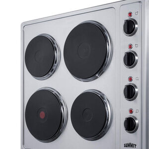 Summit 24 in. 4-Burner Electric Cooktop with Power Burner - Stainless Steel, , hires