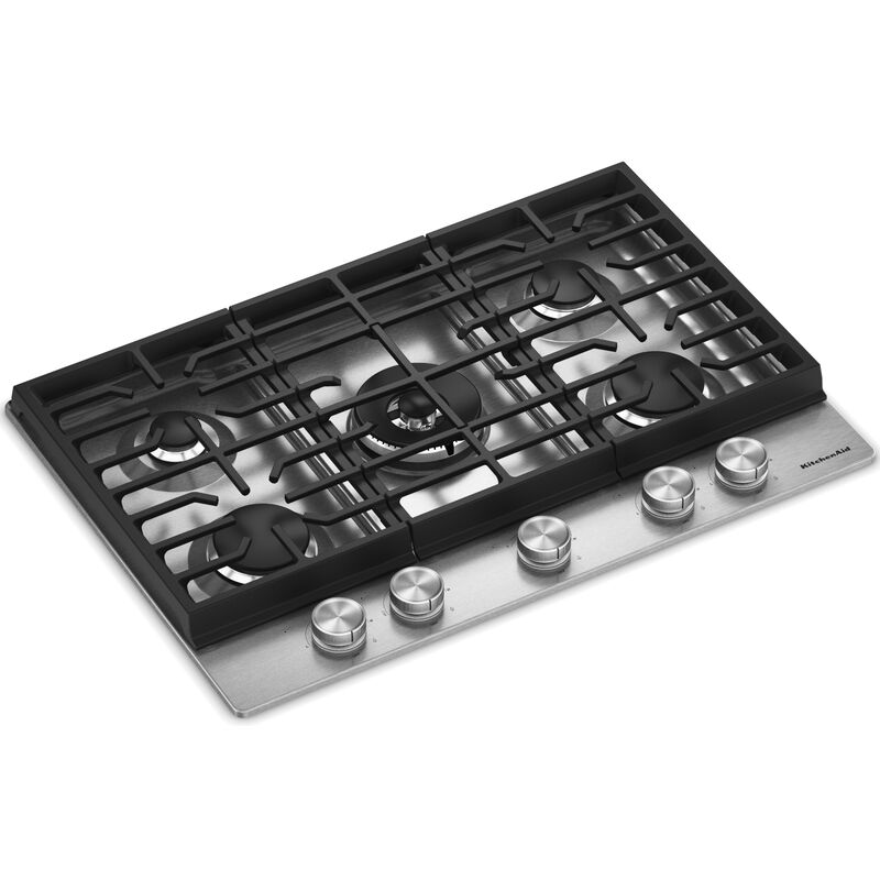 KitchenAid 30 in. 5-Burner Natural Gas Cooktop with Griddle, Simmer Burner & Power Burner - Stainless Steel, , hires