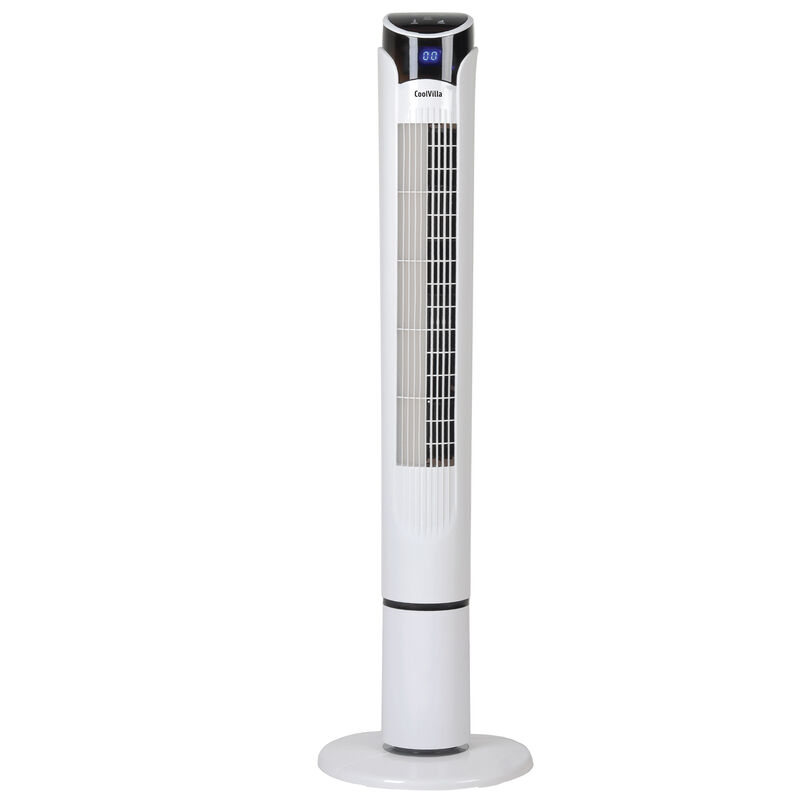 CoolVia 40 in. Oscillating Tower Fan with 3 Speed Settings & Remote Control - White, , hires