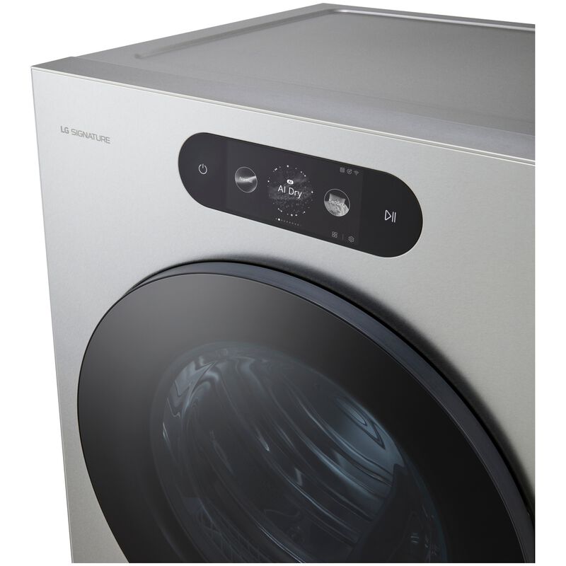 LG SIGNATURE 29 in. 9.0 cu. ft. Smart Stackable Gas Dryer with Built-In Intelligence, TurboSteam, AI Sensor Dry & Sanitize Cycle - Brushed Platinum Steel, , hires