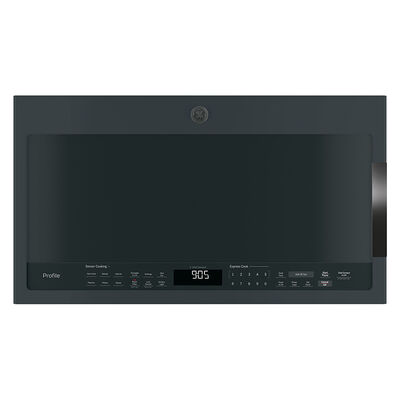 GE Profile 30" 2.1 Cu. Ft. Over-the-Range Microwave with 10 Power Levels, 400 CFM & Sensor Cooking Controls - Black Slate | PVM9005FMDS