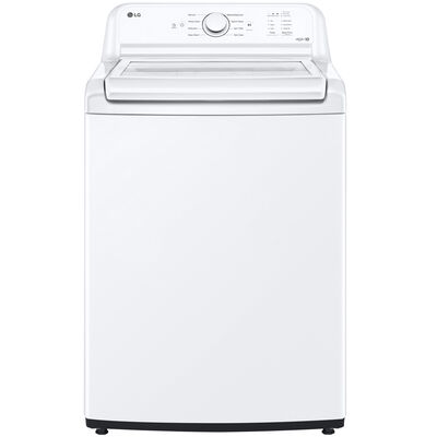LG 27 in. 4.1 cu. ft. Top Load Washer with 4-Way Agitator, Slam Proof Glass Lid & True Balance Anti-Vibration System - White | WT6105CW