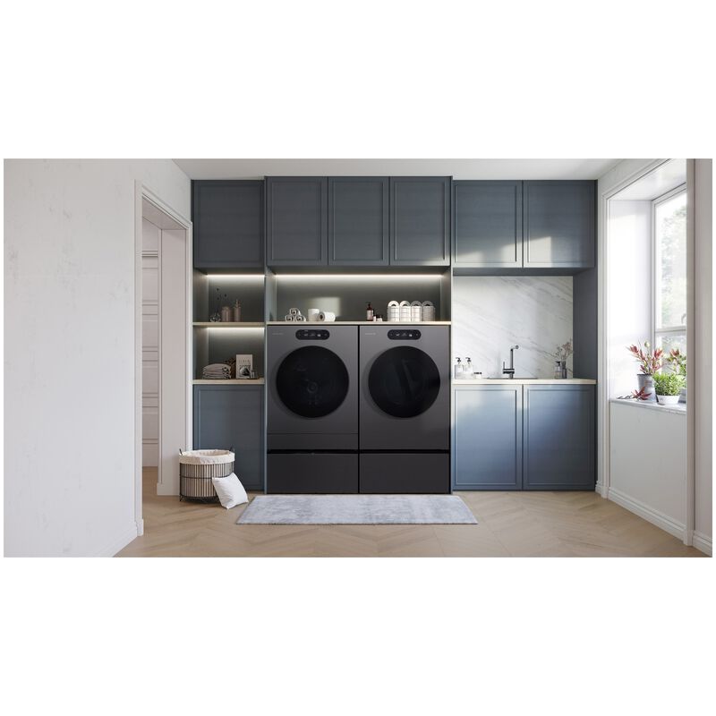 LG 29 in. 5.8 cu. ft. Smart Stackable Front Load Washer with Built-In Intelligence, TurboWash 360, EZ Dispense, Sanitize & Steam Cycle - Brushed Black Steel, , hires