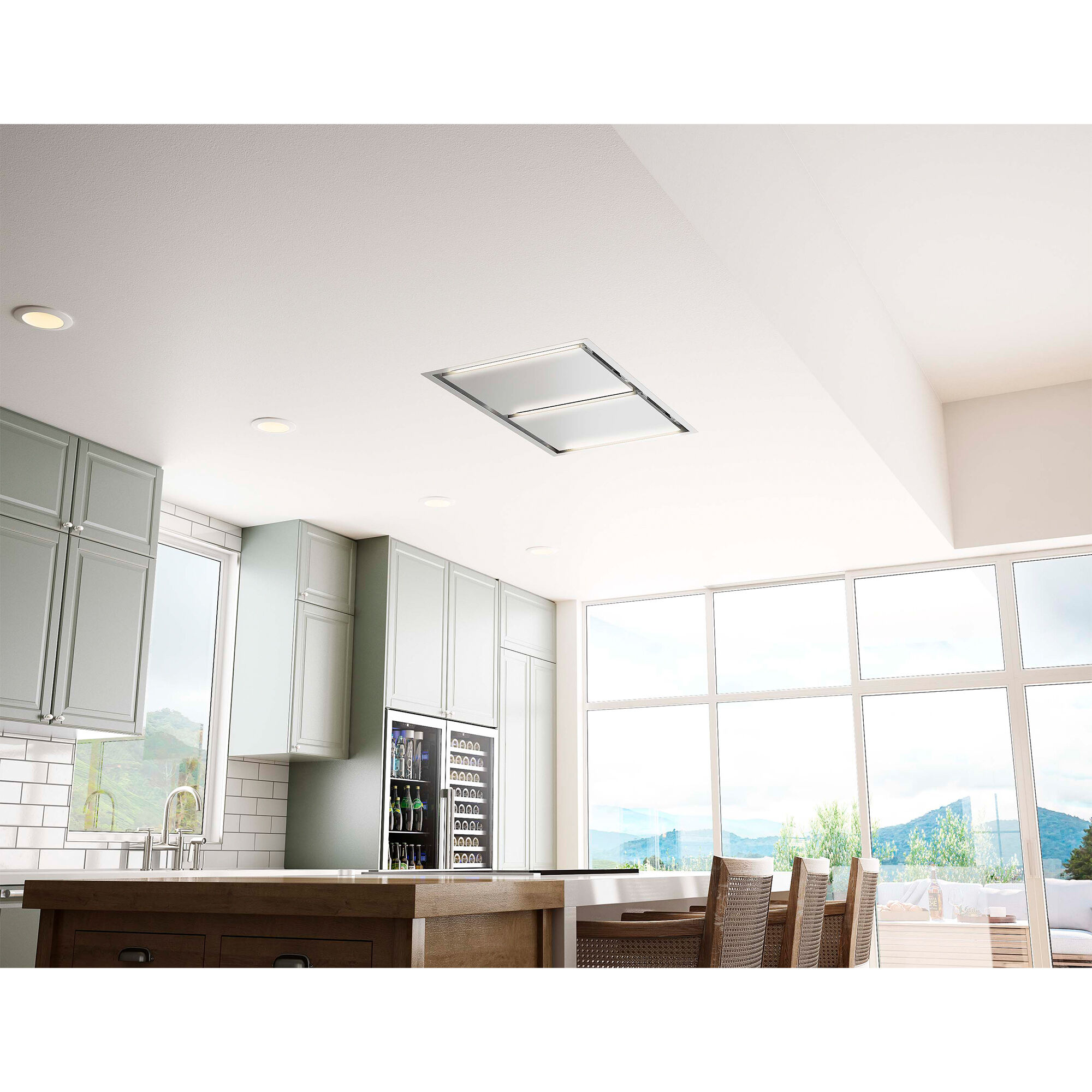 Zephyr 43 in. Ceiling Style Smart Range Hood with 3 Speed Settings 3 LED Lights Stainless Steel P.C. Richard Son