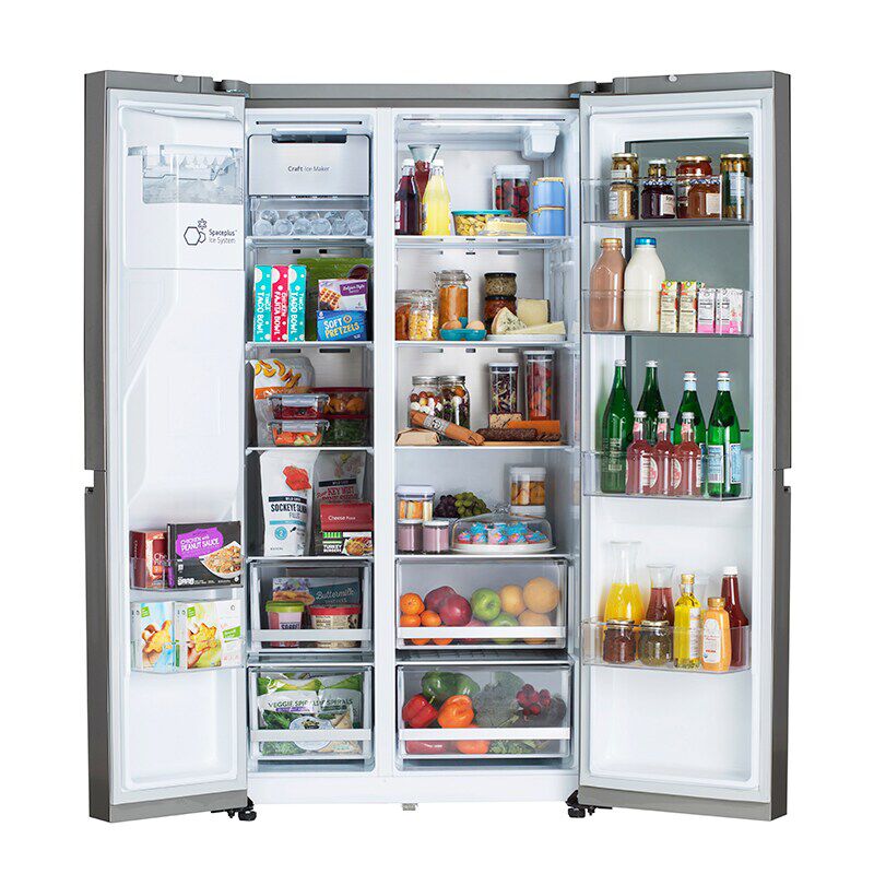 LG InstaView36 in. 27.1 cu. ft. Smart Side by Side Refrigerator with Ice & Water Dispenser - PrintProof Stainless Steel, PrintProof Stainless Steel, hires
