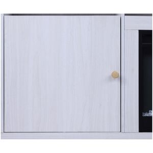 Lilola Ambrose 70"W White Walnut Finish Fireplace TV Stand Console with Heater, LED Light, Cabinets, Shelves, , hires
