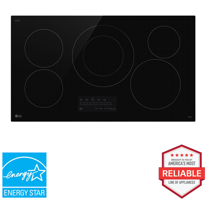 LG 36 in. 5-Burner Smart Electric Cooktop with Simmer Burner & Power Burner - Black, , hires