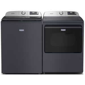 Maytag 27 in. 7.4 cu. ft. Smart Gas Dryer with Extra Power, Sensor Dry & Steam Cycle - Midnight Steel, Midnight Steel, hires