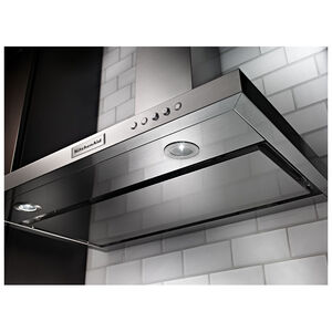 KitchenAid 36 in. Convertible Chimney Style Range Hood with 400 CFM, 3 Fan Speeds & 2 LED Lights - Stainless Steel, , hires