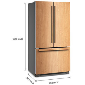 KitchenAid 36 in. 21.9 cu. ft. Counter Depth French Door Refrigerator with Internal Water Dispenser - Custom Panel Ready, Custom Panel Required, hires
