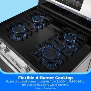 Midea 30 in. 6.1 cu. ft. Gas Range with 4 Sealed Burners - Black, Black, hires
