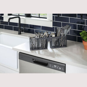 GE 24 in. Front Control Flush-Mount Dishwasher with 59 dBa Sound Level, Dry Boost & Pocket Handle - Stainless Steel, Stainless Steel, hires