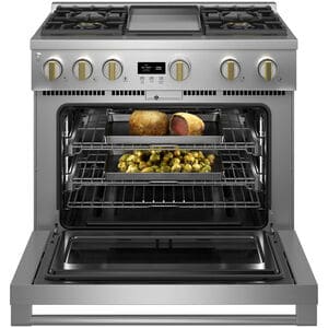 Monogram Statement Series 36 in. 6.2 cu. ft. Smart Standard Convection Gas Range with 4 Sealed Burners & Griddle - Stainless Steel, , hires