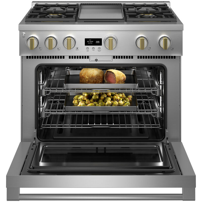 Monogram Statement Series 36 in. 6.2 cu. ft. Smart Standard Convection Gas Range with 4 Sealed Burners & Griddle - Stainless Steel, , hires