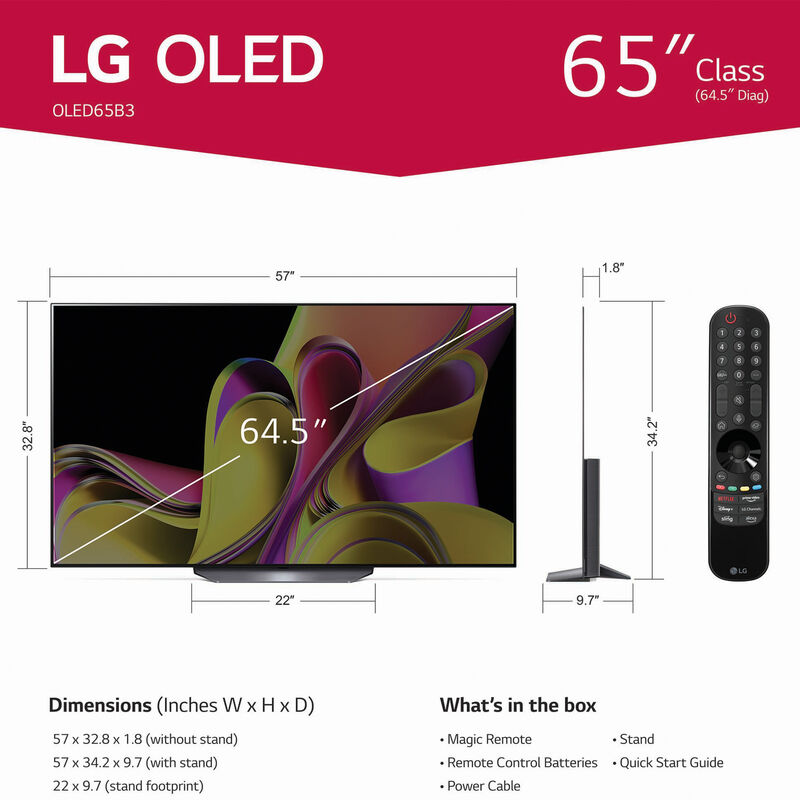 LG - 65 Class B3 Series OLED 4K UHD Smart WebOS TV