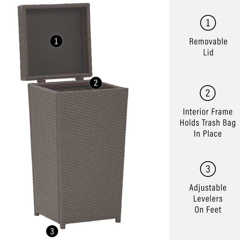 Crosley Palm Harbor Wicker Outdoor Trash Can - Brown, Brown, hires
