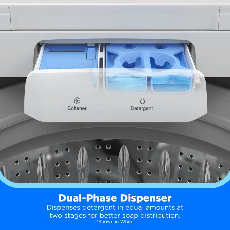 Midea 27 in. 4.4 cu. ft. Smart Top Load Washer with Power Wave 360 Agitator - Metallic Gray, Metallic Gray, hires