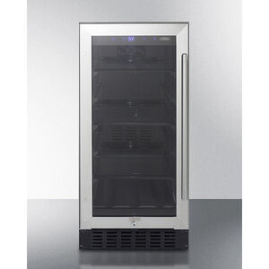 Summit 15 in. 2.3 cu. ft. Built-In/Freestanding Beverage Center with Adjustable Shelves & Digital Control Left Hinged - Stainless Steel, , hires