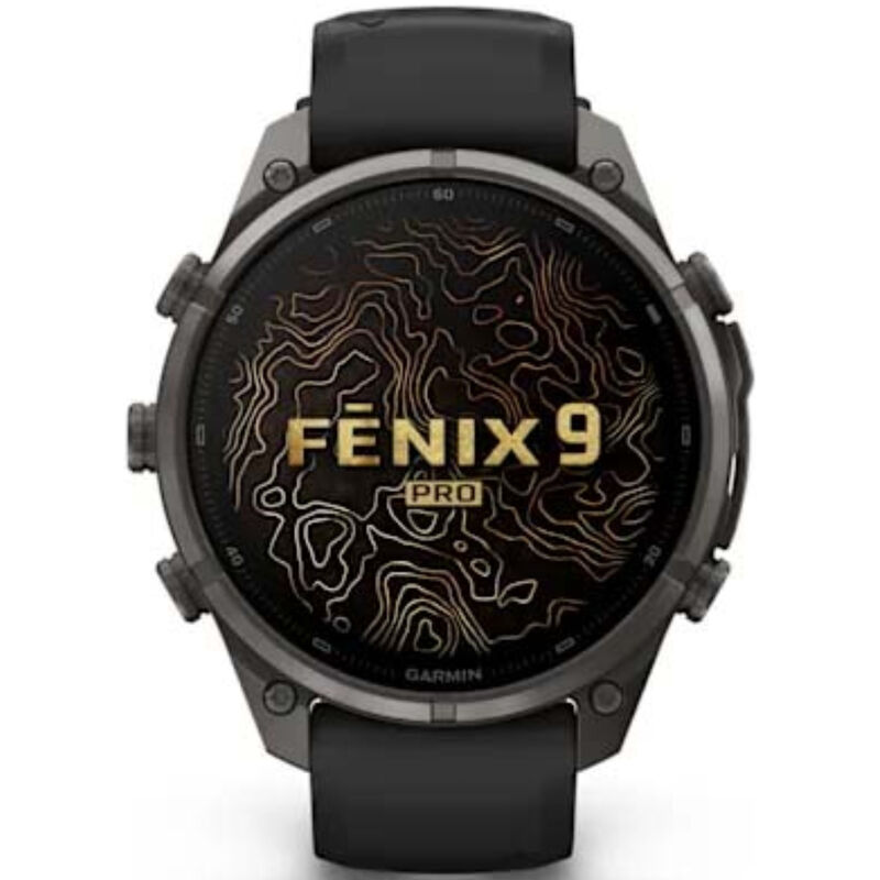 Garmin fenix 9 Pro 47 mm, AMOLED Smart Watch - Carbon Gray DLC Titanium with Black/Pebble Gray Silicone Band, , hires