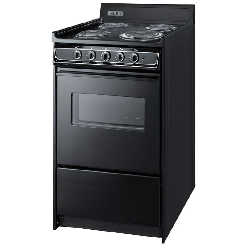 Summit 20 in. 2.4 cu. ft. Oven Freestanding Electric Range with 4 Coil Burners - Black, , hires